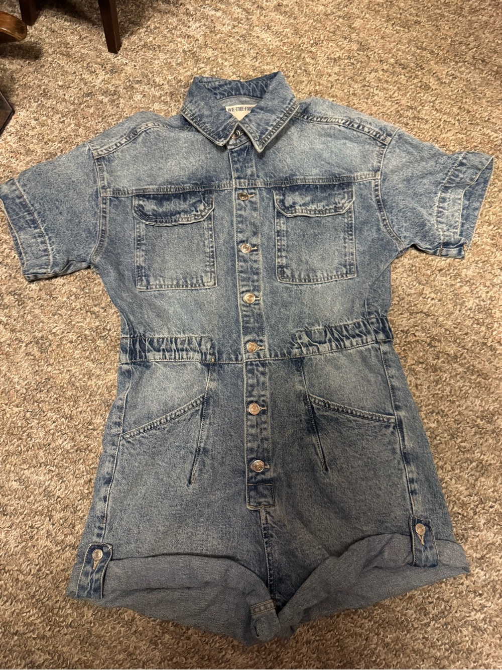 We The Free by Free People Light Blue Denim Romper